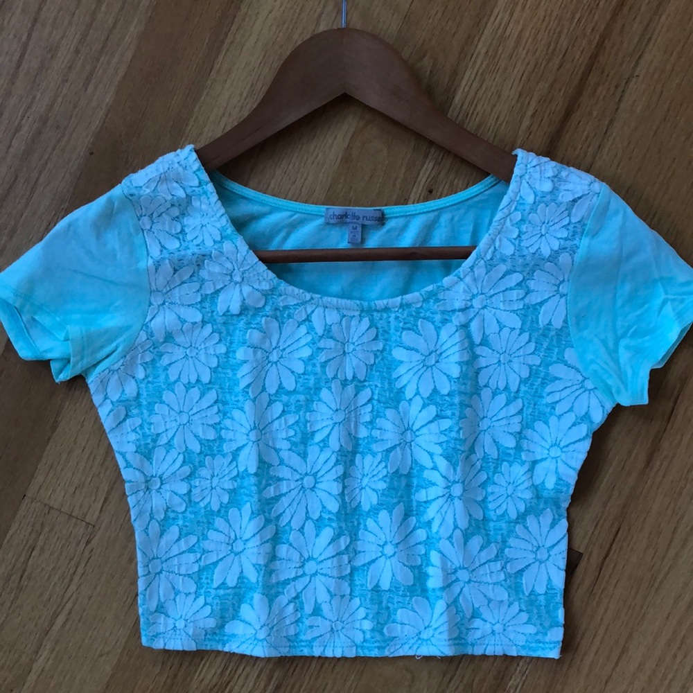 Charlotte Russe Mint Daisy Crop Top